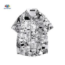 Bakugou Katsuki Todoroki Shouto Shirt Kawaii Many Faces Men Hawaiian 3D Print Summer Casual Beach s Short Sleeve Tops 220322