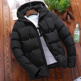 Men's Down & Parkas 2022 Thick Warm Men Jacket Casual Winter Slim Fit Harajuku Mens Hooded Parka Coats Male Zipper Windbreaker Outwear Windp