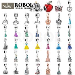 2022 newest Storey toy series charm 925 Sterling Silver Pandora Charms for Bracelets DIY Jewellery DIY Apple and Pumpkin Car Beaded Castle Pendant Gift wholesale box