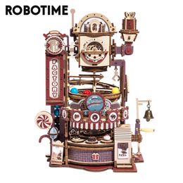 Robotime ROKR Marble Chocolate Factory 3D Wooden Puzzle Games Assembly Model Building Toys for Children Kids Adult Birthday Gift 220715