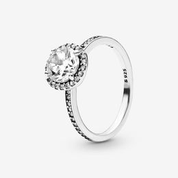 New Brand 925 Sterling Silver Round Sparkle Halo Ring For Women Wedding Rings Fashion Jewellery