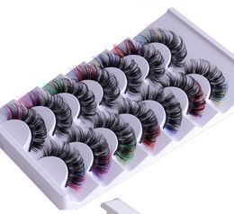 Color Thick False Eyelashes Curling Up Soft & Vivid Reusable Hand Made Multilayer 3D Mink Fake Lashes Full Strip Eyelashes Extensions Makeup for Eyes