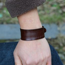 Link Chain Vintage Retro Brown Leather Bracelet For Men Punk Style Adjustable Wristband Bangles Male Trendy JewelryLink Lars22