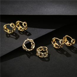 Dangle & Chandelier European And American Fashion Earrings Women 18K Gold Cuban Chain Geometric EarringsDangle