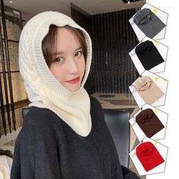 Berets Two-use Knitted Scarf Winter Warm Comfortable Warmth Hat Solid Colour Simple All-match Crochet Woollen And Delm22