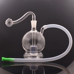 10pcs Glass Oil Burner Bong Matrix Perc Big Water Spray Recycler Oil Rig Bongs Thick Ashcatcher Bong with 10mm Male Oil Burner Pipe and Hose