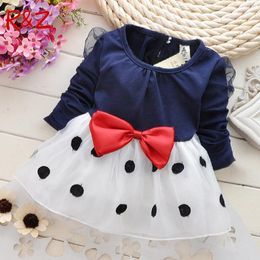 Girl's Dresses Autumn Long-sleeved Baby Dress Polka Dot Gauze Skirt Girl Infant Clothing Children's Clothes For Little GirlsGirl's