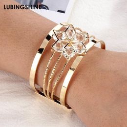 Beaded Strands Fashion Multi-layer Metal Gold Wide Bracelets Bangles For Women Men Jewellery Cuff Crystal Luxury Bangle Accessories Trum22