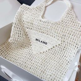 Wine Coconut Fiber Tote Bag Woven Purse Fishing Net Bags Beach Large Capacity Hollow Letter Bag Holiday Womens Shopping Basket198f