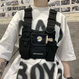 Functional Tactical Chest Bag For Men Women Trendy Bullet Hip Hop Vest  Streetwear Bag Waist Pack female Black Wild Chest Rig Bag