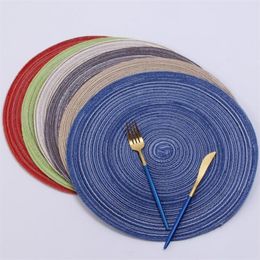 8pcs/lot Kiethen Tools Table Mat Round Placemat Eco-Friendly Hand knitted Cup Mat For Home Garden Tableware Pad 201123