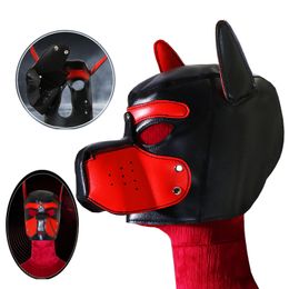 New Colorful sexyy Cosplay Role Play Dog Full Head Mask Soft PU Leather Puppy BDSM Bondage Hood Adult sexy Toys For Women Men Gay