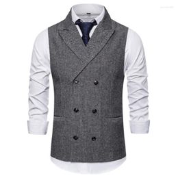 Men's Vests Spring And Autumn Fashion Boutique Casual Herringbone Double Breasted Suit Vest Formal Groom Wedding Dress Guin22