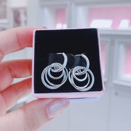 925 Sterling Silver Family Always Encircled Hoop Earrings Fits European Pandora Style Jewellery Fashion Earrings