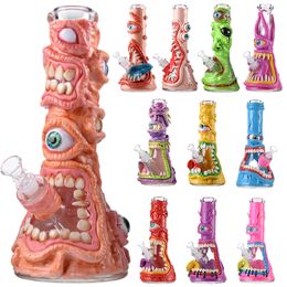 12 Inch Big Glass Bongs Hookahs Unique Beaker Bong Water Pipes Straight Tube Oil Dab Rigs 18mm Joint With Diffused Downstem Halloween Style