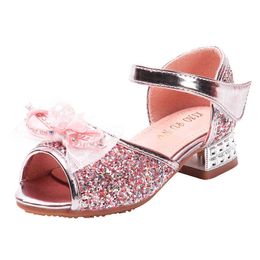 kids girls princess sandals shoes fashion fish mouth hollow sandals summer children girls shoes small high-heeled party sandals G220418