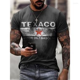 Men's T Shirts Summer TEXACO Retro Style Casual 3d T-Shirt Street Fashion Men Printed Short-Sleeved Loose Oversized Tops Men'sMen's