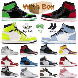 Herrentrainer Jumpman 1 Basketballschuhe Bred Patent Green 1s Turnschuhe Chicago Sports Heritage Damen Dark Marina Blue Visionaire University