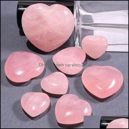 Stone Loose Beads Jewellery Natural Non-Porous Heart Love Pink Rose Quartz Chakra Healing Guides Meditation Ornaments Jewelr Dhzwq