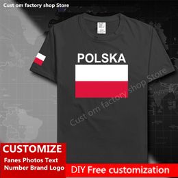 POLSKA Country Flag T shirt DIY Custom Jersey Fans Name Number Brand Cotton T shirts Men Women Loose Casual Sports T shirt 220616