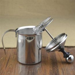 400ml Stainless Steel Milk Frother Double Mesh Creamer Foam Perfect 210309