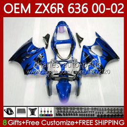 Injection Body For KAWASAKI NINJA ZX 6R 600 Blue flames CC 6 R ZX-636 ZX636 ZX6R 00 01 02 Bodywork 133No.90 ZX600 ZX 636 600CC ZX-6R 2000 2001 2002 ZX-600 00-02 OEM Fairings