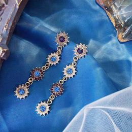 Dangle & Chandelier Unusual Earrings For Women 2022trend Goth Piercing Stainless Steel Jewelry Pendant Vintage Aesthetic Alloy Deep Blue Wat