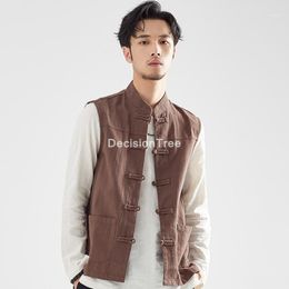 Ethnic Clothing 2022 Chinese Clothes For Men Male Linen Cotton Loose Vest Traditional Outfit Hanfu Wu Shu Tank Tops Streetwear