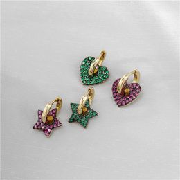Hoop & Huggie 1pair Black Earrings Female Fashion Jewelry Star Love Heart Shape Charm Accessrioes WholesaleHoop