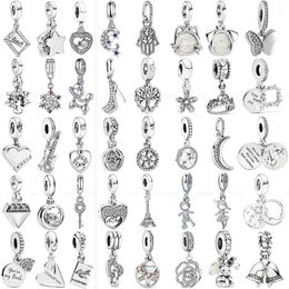925 Sterling Silver Charms 45 Styles Solid Colour Silver Colour Pendant Flower Boy Girl Family Dangle Beads Original Fit Pandora Bracelet Jewellery Making DIY Gift