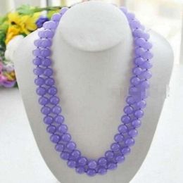 Natural 8mm Lavender Purple Jade Round Gemstone Beads Necklace 32"