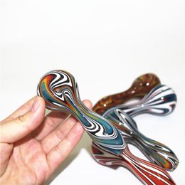 glass tobacco pipes UK - colorful thick heady Sprial glass tobacco pipes Labs glass steamrollers hand pipe for smoking dry herb