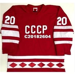 C26 Customize Nik1 tage VIACHESLAV FETISOV VLADISLAV TRETIAK 1980 CCCP RUSSIA Hockey Jersey Embroidery Stitched or custom any name retro Jersey