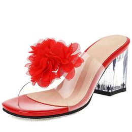 Sandals Clear Heels Women s Slippers Sweet Bowtied Summer Shoes 2022 Pvc Transparent Women Yellow White Party Large Size 220427