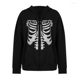 Women's Vests Spring And Autumn Men's Casual Sweater Halloween Skull Print Pullover Hooded Zipper Cardigan Long Sleeve Coat Stra22