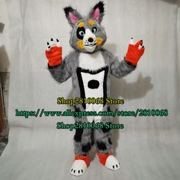 Mascot doll costume Long Hair Fox Dog Mascot Costume Furry Cartoon Birthday Party Fancy Dress Adult Size 1147