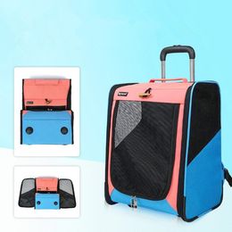 Pet Travel Rolling Backpack Trolley Carrier for Dogs Pet Carrier with Wheels Pet Travel Tote Carriers Foldable and Breathable Ideal for Travel and Vet Appointments