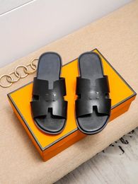 2022 men designer slides flat black fashion luxury mens slippers printed bottom inside plus size casual beach slide with box