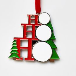 Sublimation Metal Christmas Tree Ornaments Decorations Blanks Heat Transfer Pendant Printing DIY Christmas Gift