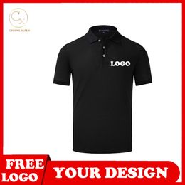 Summer style 10 color POLO shirt custom pure cotton lapel short sleeved printing DIY brand text 220623