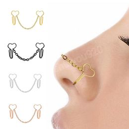 Nose Chain Ring Jewellery For Double Fake Nose Piercing Cuff Gold Nostril None Pierced Fake Nose Cuff