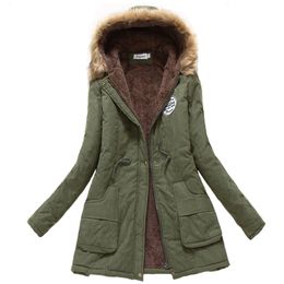 winter jacket women wadded jacket female outerwear slim winter hooded coat long cotton padded fur collar parkas plus size 201126