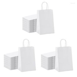 Gift Wrap Kraft Paper Bags 75Pcs 5.9X3.14X8.2 Inches Small White With Handles Shopping BagsGift