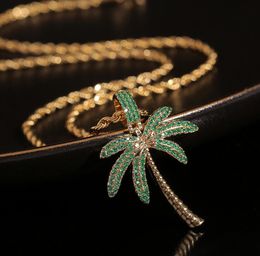 New designed coconut tree Pendant necklace luxurious Micro inlays diamonds Men Women Hip Hop Punk Necklaces Designer jewelry High quality 07