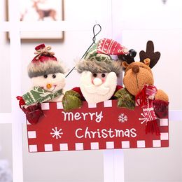 Merry Christmas Santa Claus Snowman Hanging Ornaments Xmas Door Window Decoration For Home New Year Christmas Pendant T200909