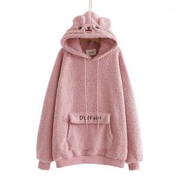 Women's Hoodies & Sweatshirts Fleece Warm Hooded Sweatshirt Harajuku Graphic Embroidery Casual Women 2022 Winter Long Sleeve Pocket Female C