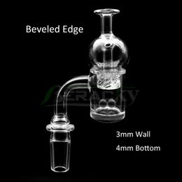 3mm Wall 4mmBottom Bevelled Edge Quartz Banger With Spinning Carb Cap Male Female 10mm 14mm 18mm 45/90 Quartz Nails for Glass Water Bong