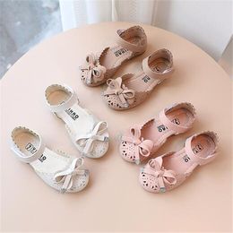 Fashion Girls Sandals Summer Children's Shoes 2022 New Sweet Little Girl Breathable Soft Bottom Non-slip Giels PU Leather Sandal Casual Flat Shoes Size 21-35