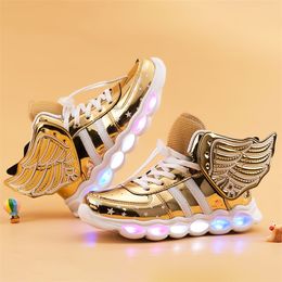 Luminous Sneakers Boy Girl Cartoon LED Light Up Shoes Glowing with Light Kids Shoes Children Led Sneakers Brand Kids Boots LJ201203