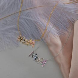 Pendant Necklaces Elegant Mother's Day Gift MOM Letter Name Chain Stainless Steel MaMa Cubic Zirconia Necklace Jewelry GiftPendant